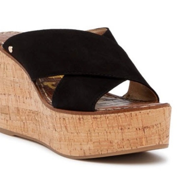 Sam Edelman Shoes - 🖤Sam Edelman Darlene Slip On Sandals Cork Look Platform Black Suede Upper 9.5🖤
